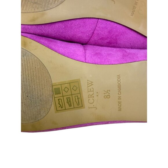 J.Crew Bow Loafers Intense Pink Womens 8.5 Faux Suede Slip On Shoes EUC - Picture 11 of 11